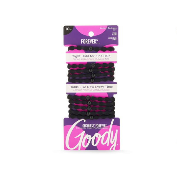 Goody Forever Ouchless Elastic Fine Hair Tie – 10 Count, Black Cheap