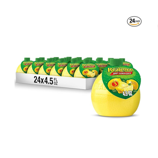24 Pack of ReaLemon 100% Lemon Juice (4.5 Fluid Ounce Bottles) For Discount