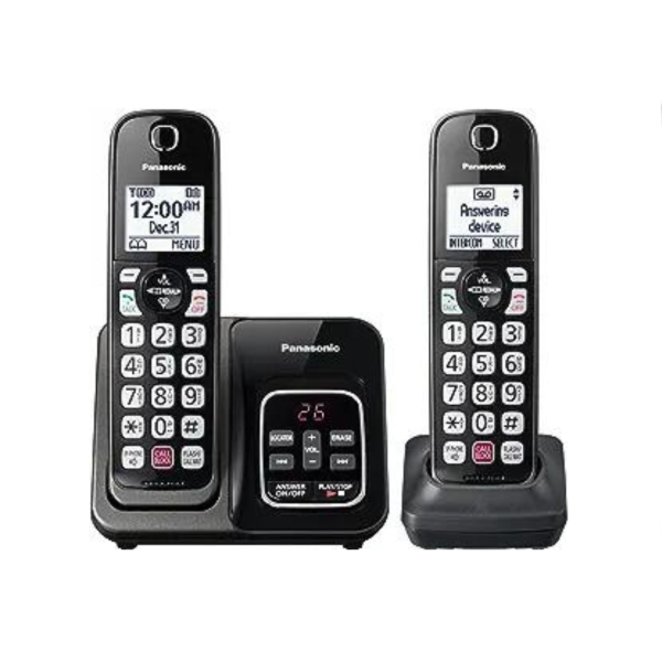 Panasonic Cordless Phone with Answering Machine, Expandable System with 2 Handsets For Cheap