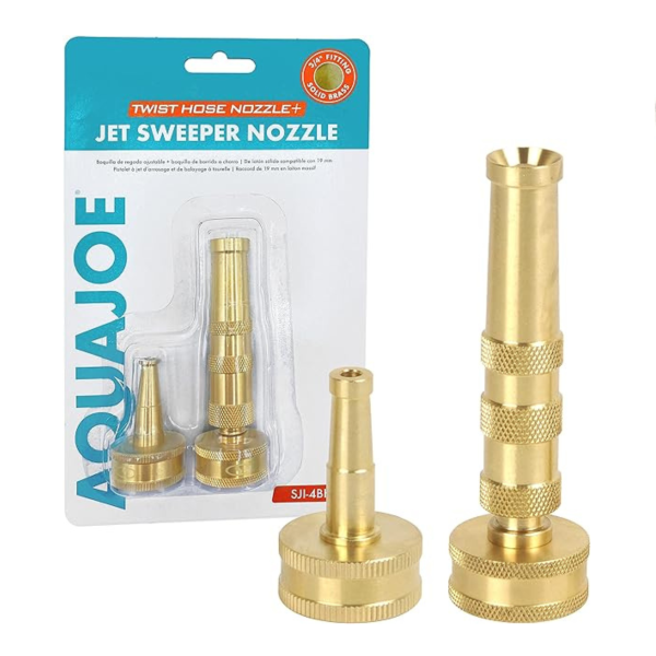 Aqua Joe Ultimate Solid Brass Heavy Duty Adjustable Twist Nozzle and Jet Sweeper Nozzle Fashion