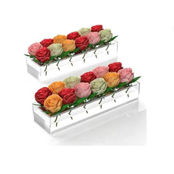 Instraella 2 Pack Clear Rectangular Acrylic Flower Vase For Discount