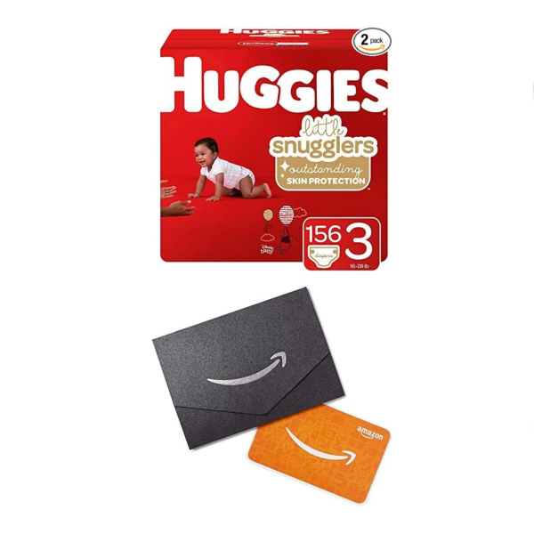 2 Boxes Huggies Little Snugglers Baby Diapers, Size 3 Plus $20 Amazon Gift Card Online now