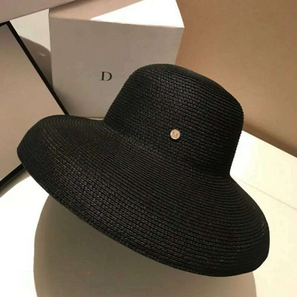 Summer Wide Brim Beach Sun Hat Big Floppy Women Hat Red Black White Red UV Sun Block Straw Hat Foldable Travel Derby Hat For Cheap - Image 5