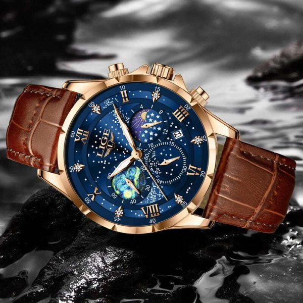 LIGE New Black Leather Watch For Men Fashion Business Watch Men Sport Military Waterproof Men Quartz Wristwatches Reloj Hombre Online - Image 2